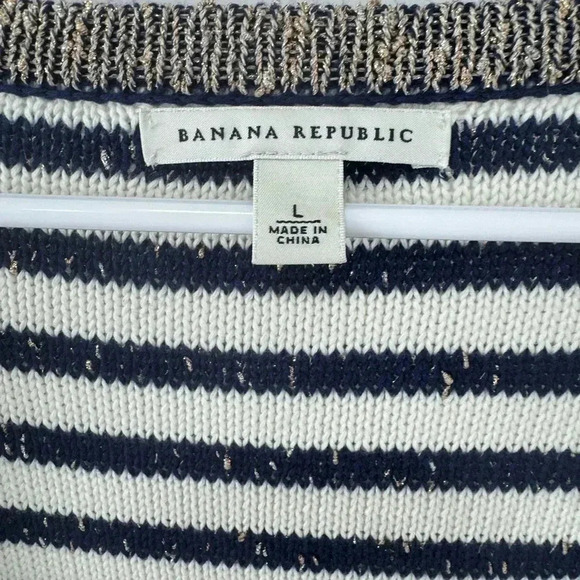 Banana Republic Navy and Gold Cardigan Sweater, Size Large, Gold Buttons - Picture 5 of 8